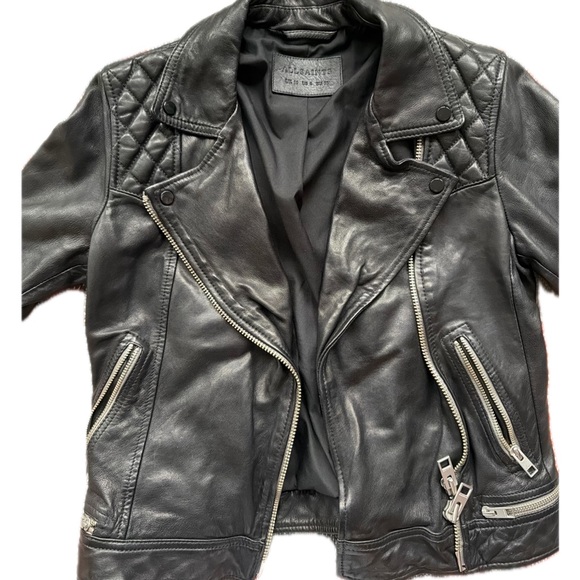 All Saints Conroy Leather Moto Jacket - Picture 4 of 6